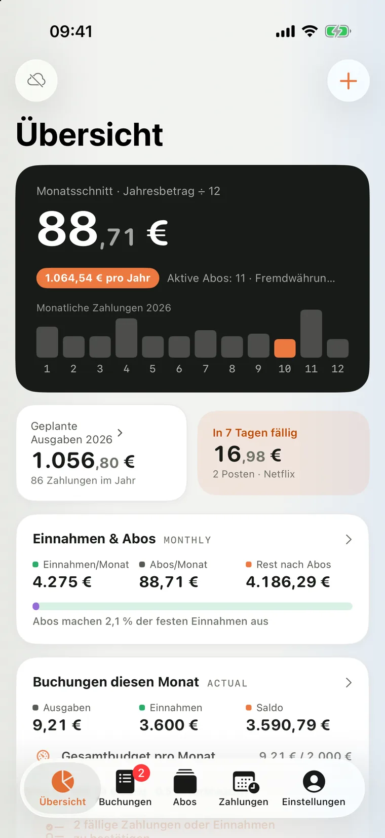 Übersicht in Mili für iPhone
