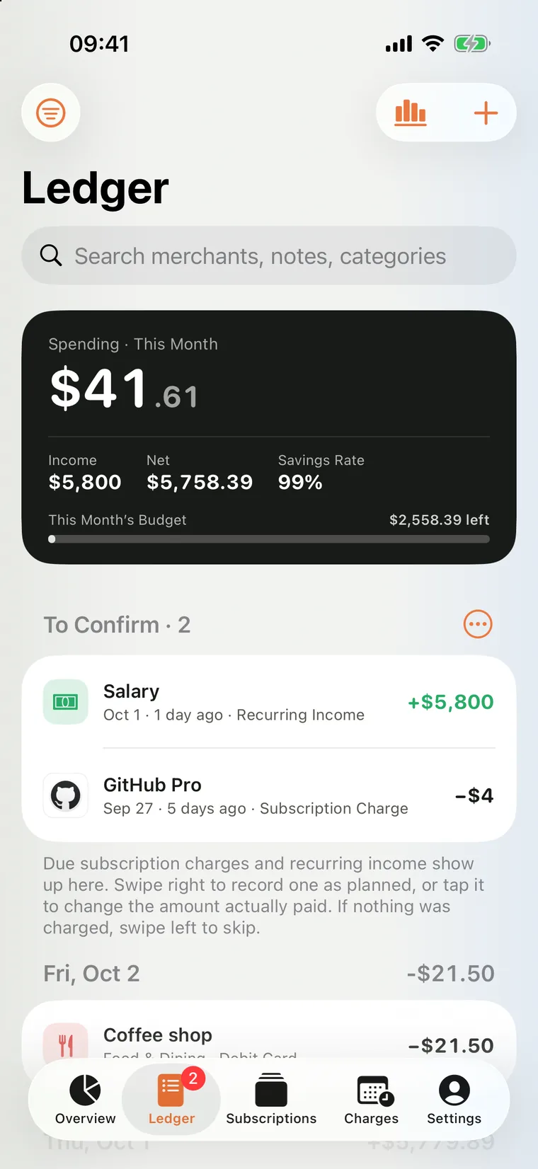 Mili for iPhone Ledger