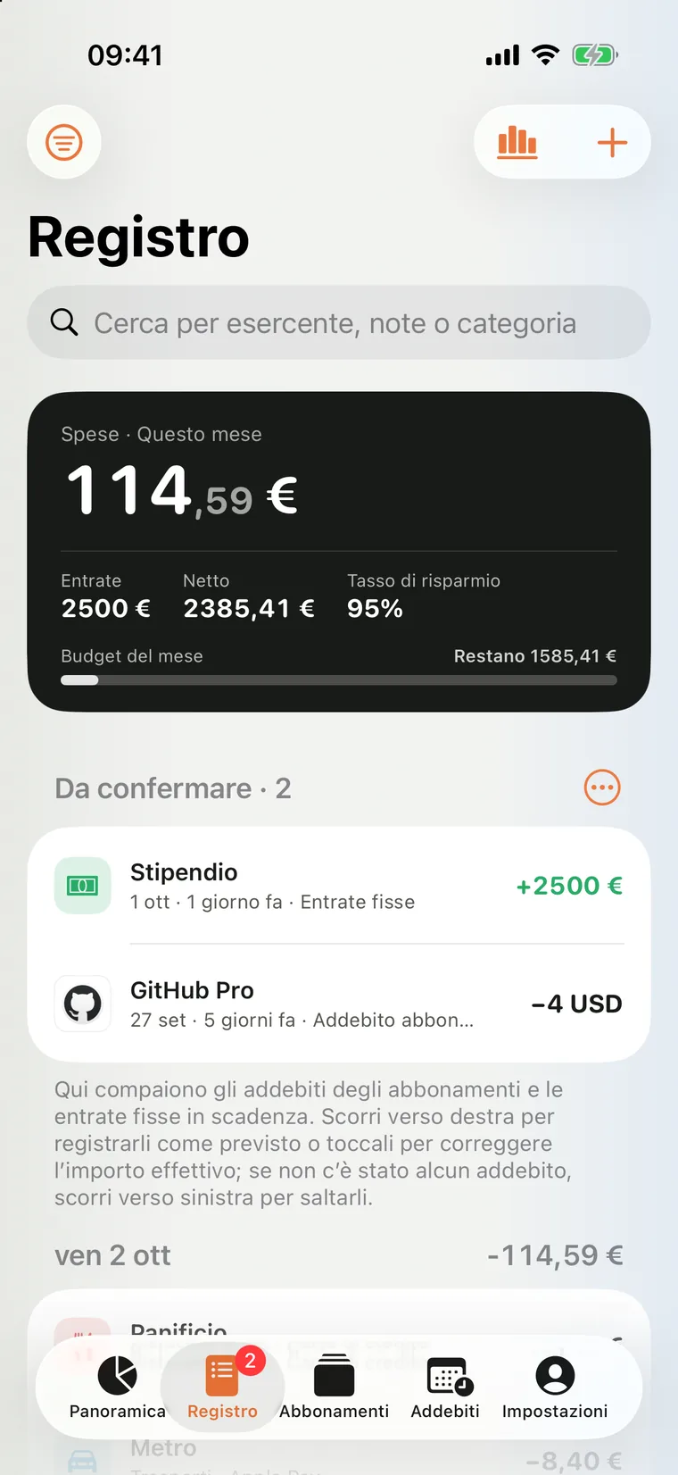 Registro di Mili per iPhone